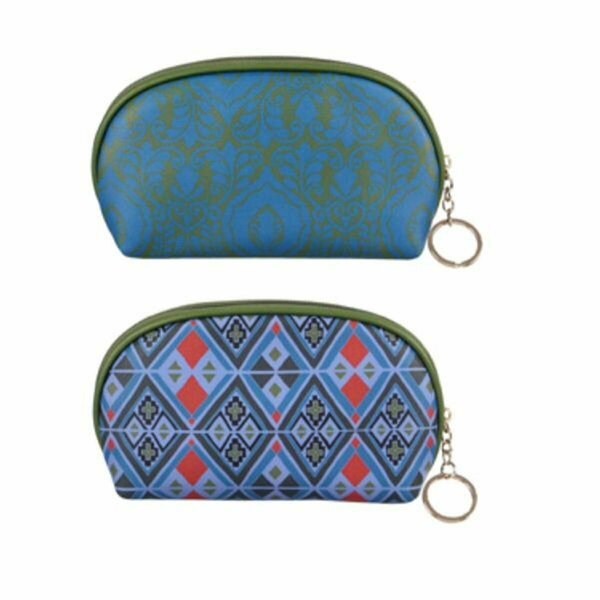 Youngs Bohemian Print Half Moon Cosmetic Bag, Assorted Color - 2 Piece 40853